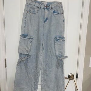 PrettyLittleThing Light Blue Wide Leg Jeans